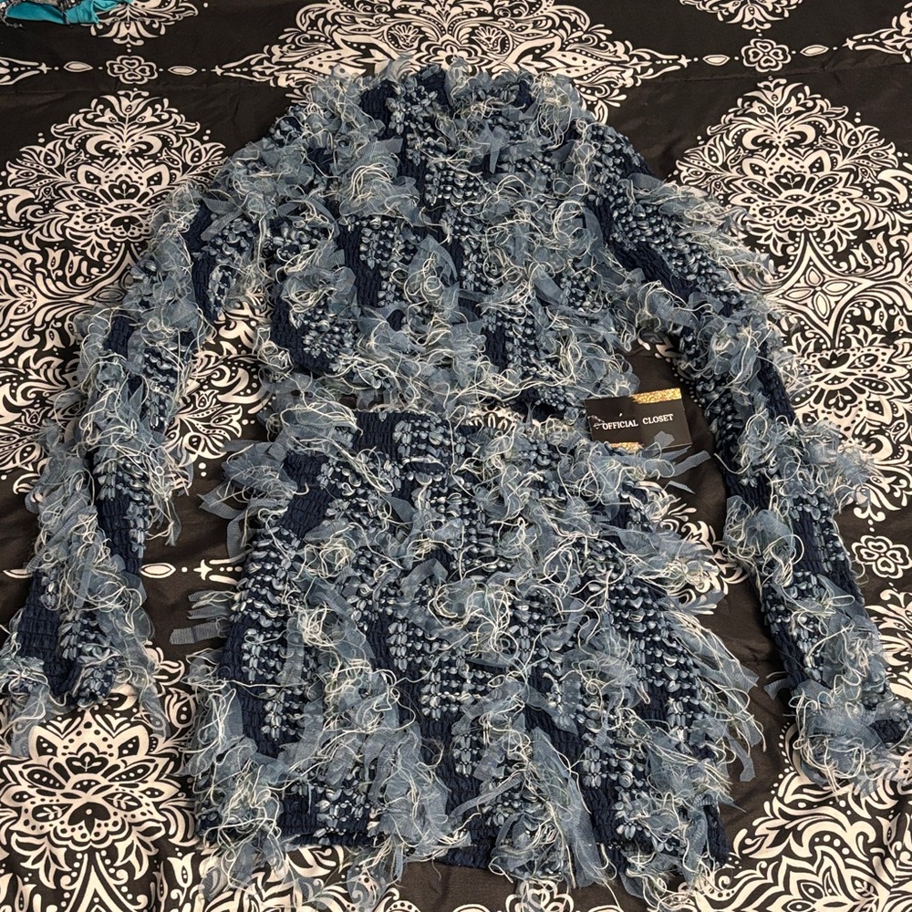 Blue Textured Sweater